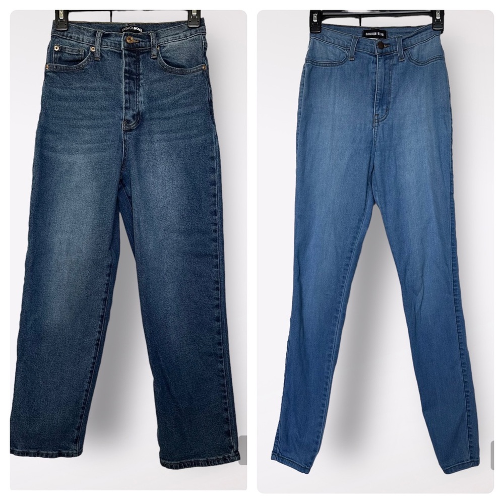 Bundle of 2 Pair Fashion Nova High Rise Medium Wash Light Wash Jeans Size 3